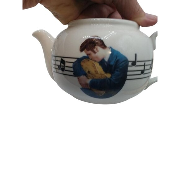 Elvis Presley Themed Tea Set With Teapot 4 Cups & Saucers On Metal Stand - Picture 7 of 11